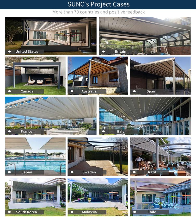 Customized Adjustable waterproof motorized PVC fabric roof pergola
