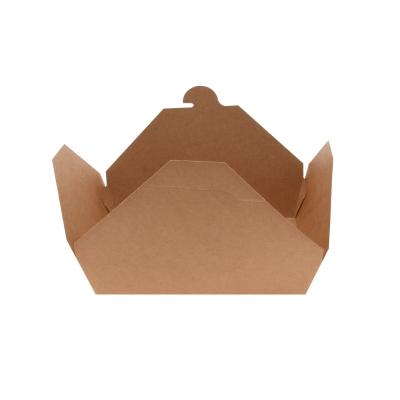China Custom Kraft Paper Take Away Lunch Box Disposable Eco-Friendly Biodegradable 500ml for sale