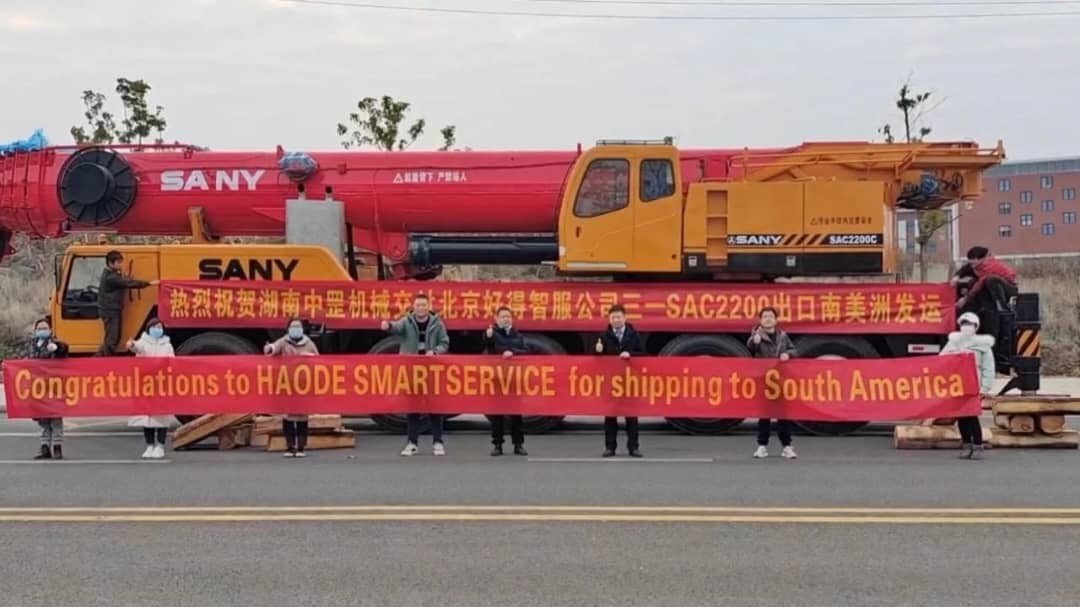 Company exports Sany cranes to South American customers